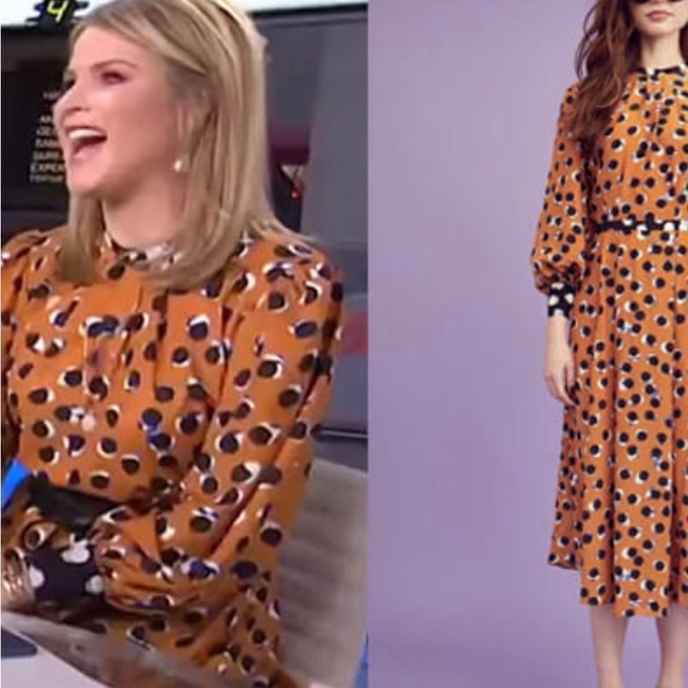 Hunter Bell Casper Dress Orange Dots As Seen On TV Worn By Jenna Bush Size 4 - Picture 7 of 7
